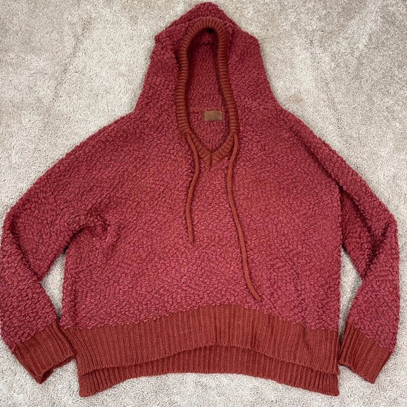 Pol Sweater Womens S Terracotta Orange Hooded Bohemian Oversized Slouchy Cropped - Picture 1 of 7